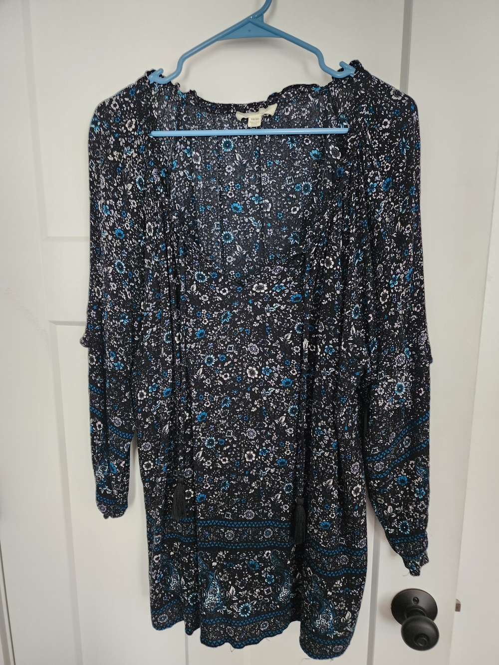 Black & Blue Floral Boho Women’s Tunic